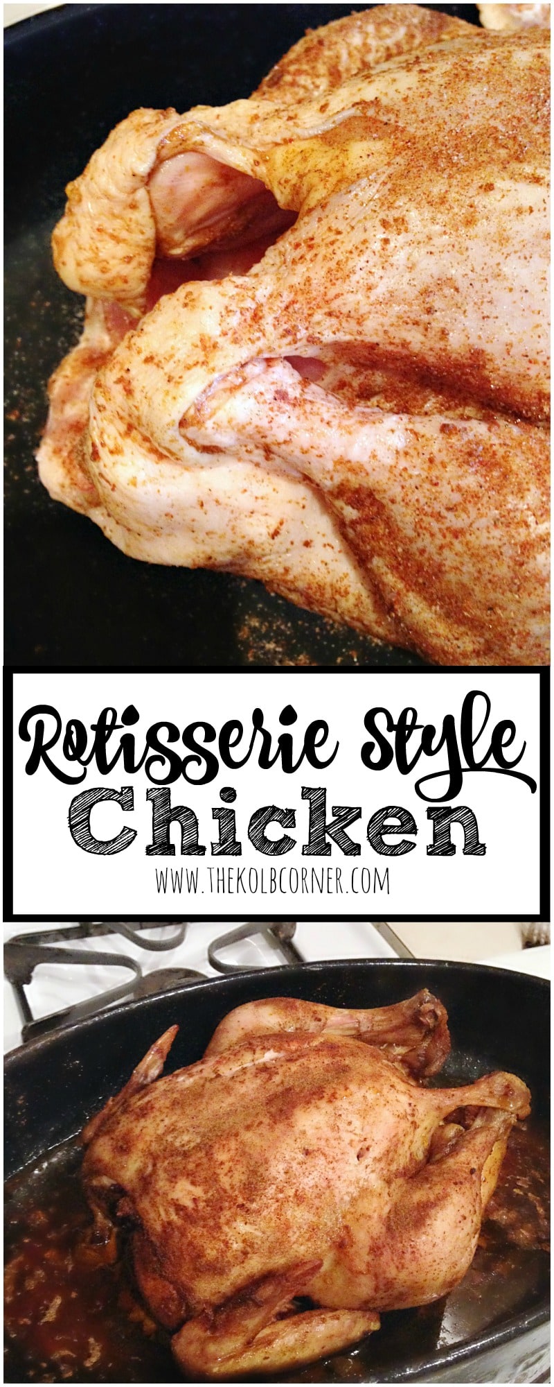 You can get all the flavor of Rotisserie Chicken without the hassle! Try this slow roasted rotisserie style chicken for your next family dinner.