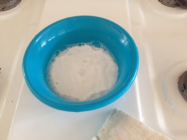 bowl of baking soda and vinegar