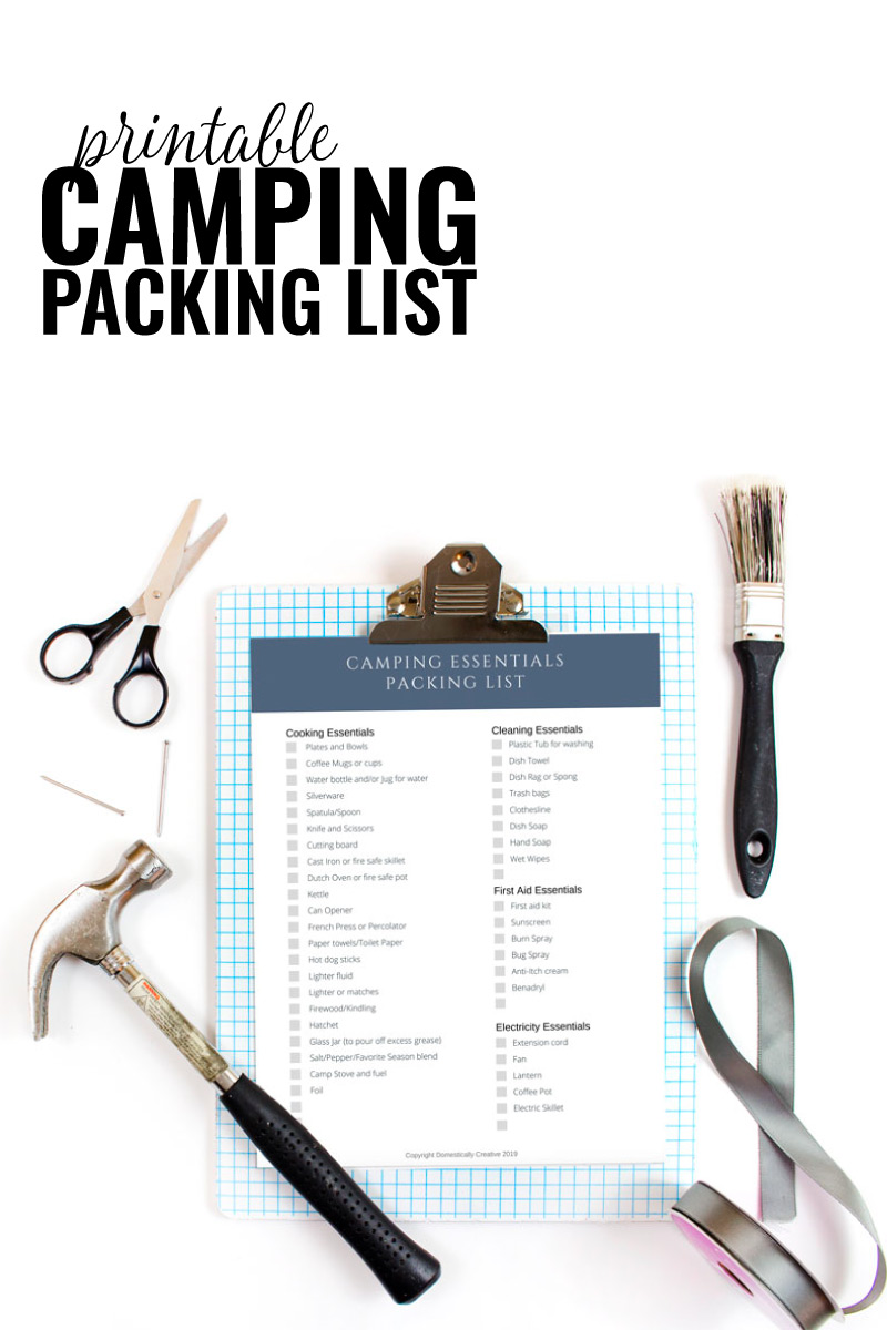 packing list for camping