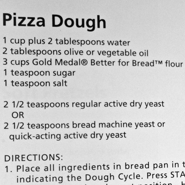 pizza bread maker recipe