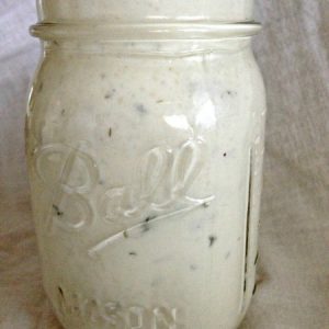 Homemade ranch dressing made with greek yogurt. It tastes just like the real thing!