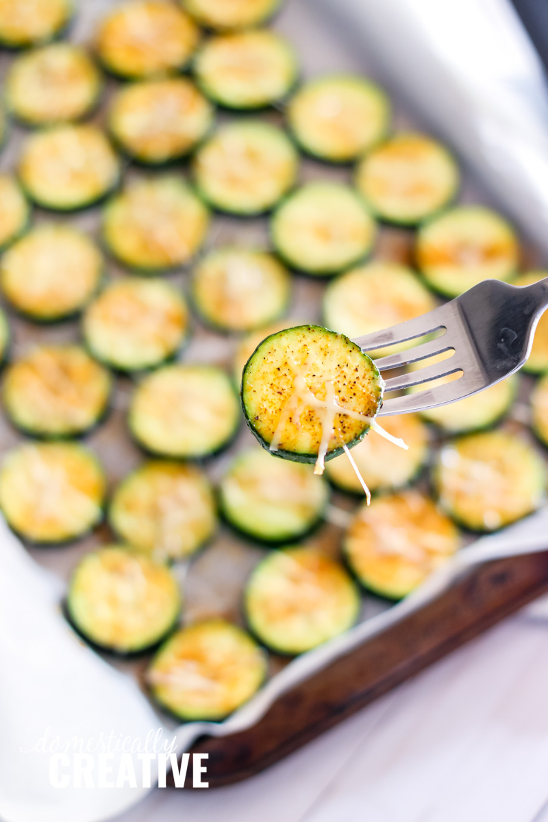 Closeup Easy oven roasted zucchini