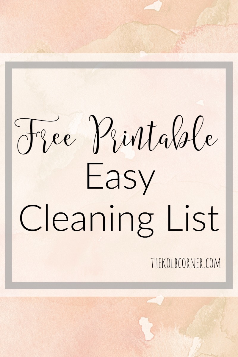 Free Printable Easy Cleaning list