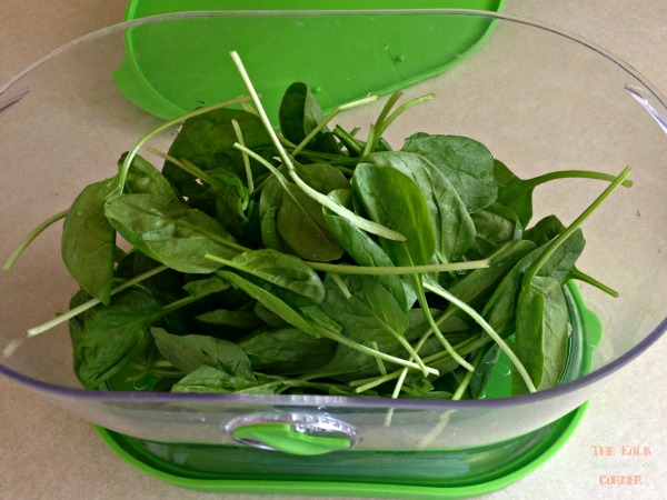 spinach stored in produce keeper
