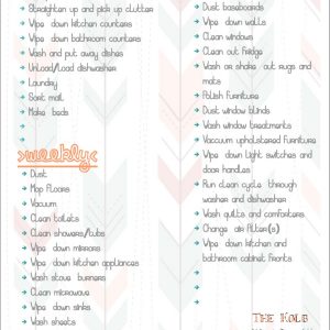 Easy Cleaning List Printable