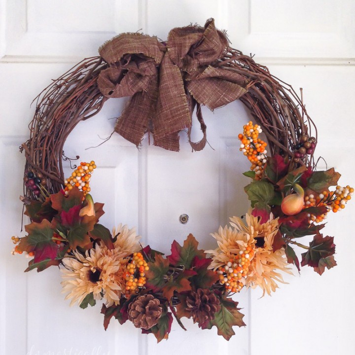 Easy Fall Wreath with dollar store flowers!