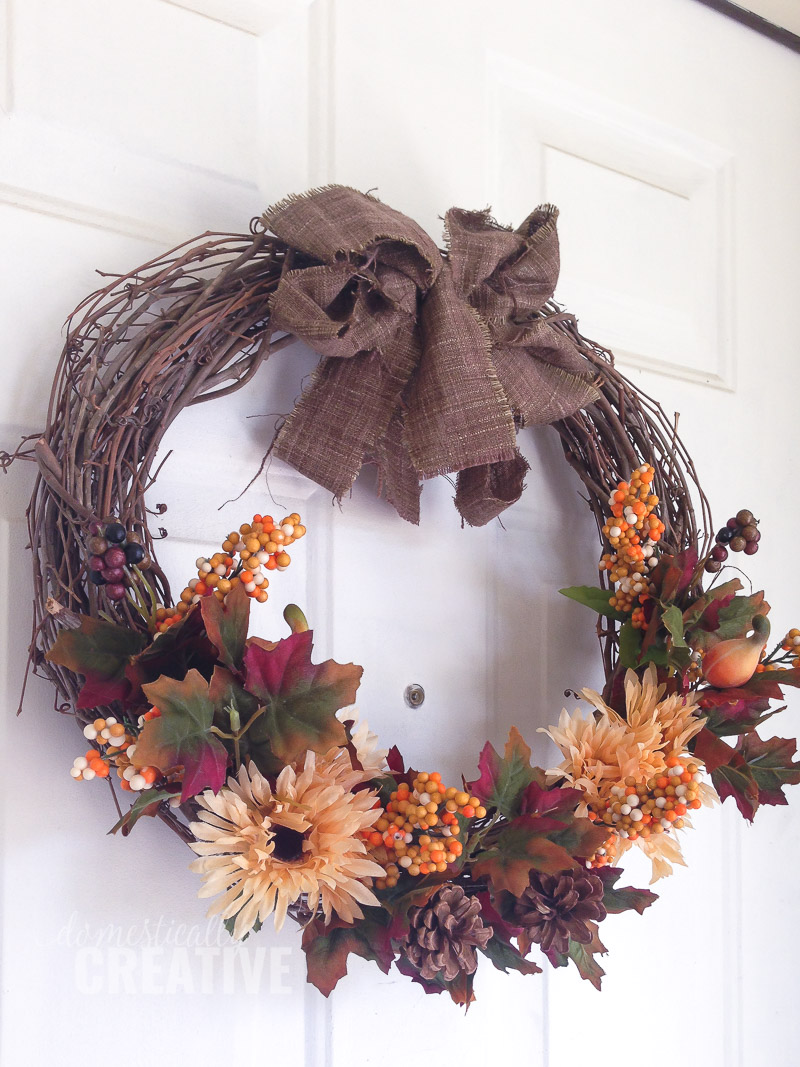 Easy Fall Wreath with dollar store flowers! 
