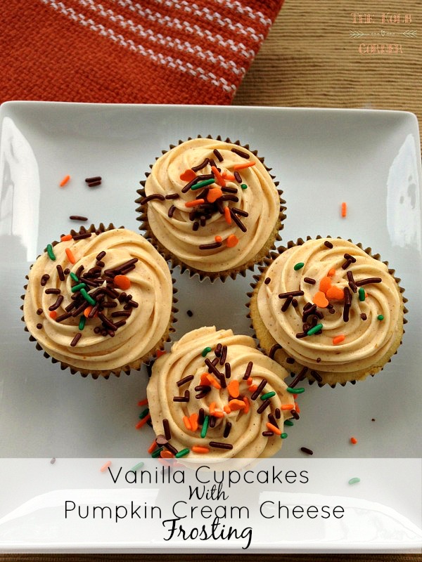Vanilla Cupcakes with Pumpkin Cream Cheese Frosting Pin