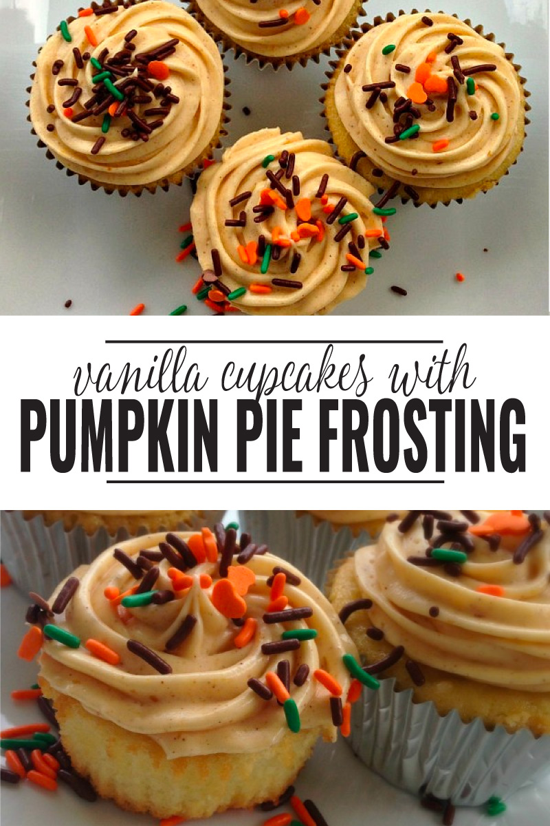 Vanilla Cupcakes with a pumpkin cream cheese frosting
