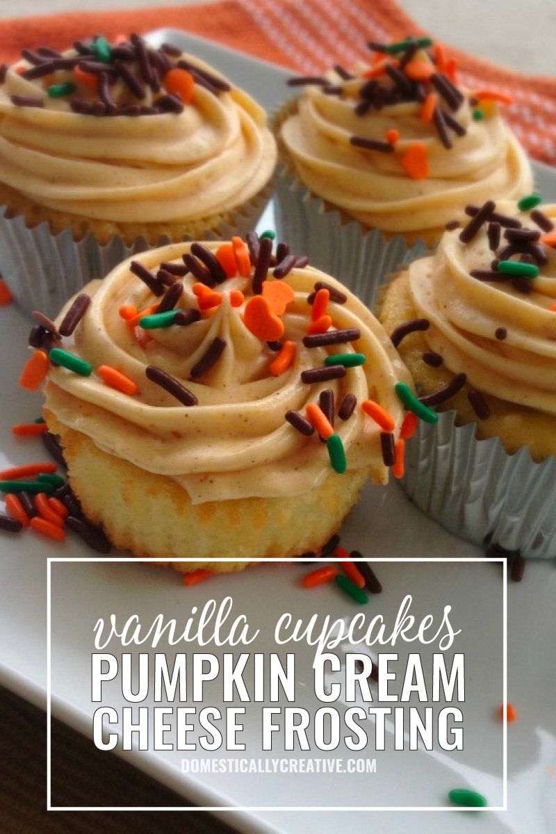 Vanilla Cupcakes | Pumpkin Cream Cheese Frosting