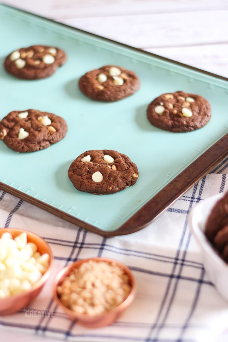 chocolate cookies on the pan