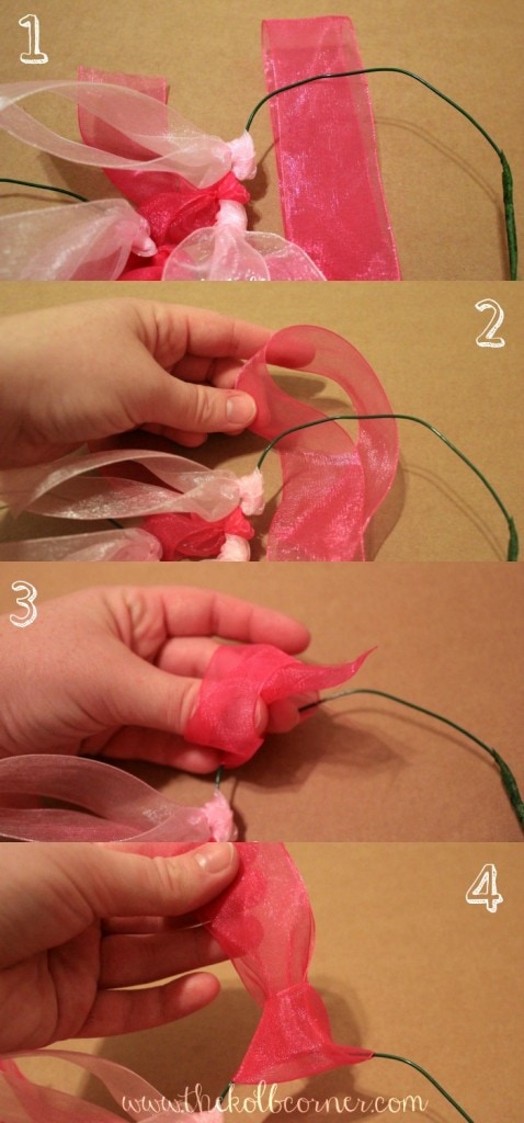 Larks Head knot Ribbon Tying Steps