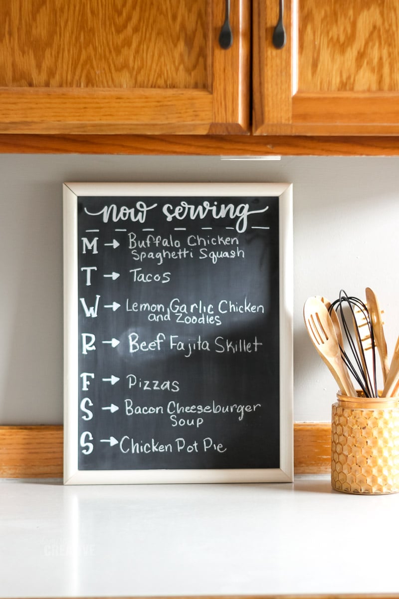 chalkboard menu ready for meal planning