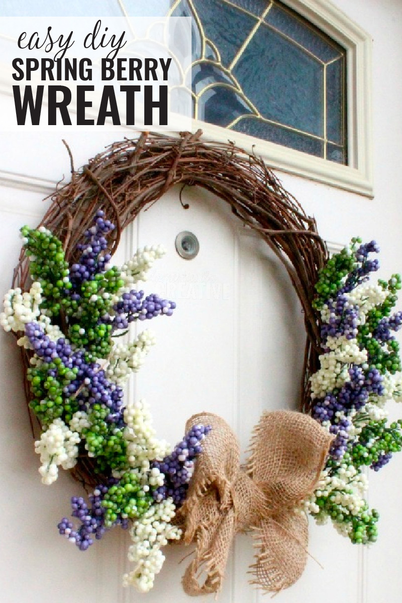 Easy DIY Spring Berry Wreath you can make in minutes to brighten up your front door!