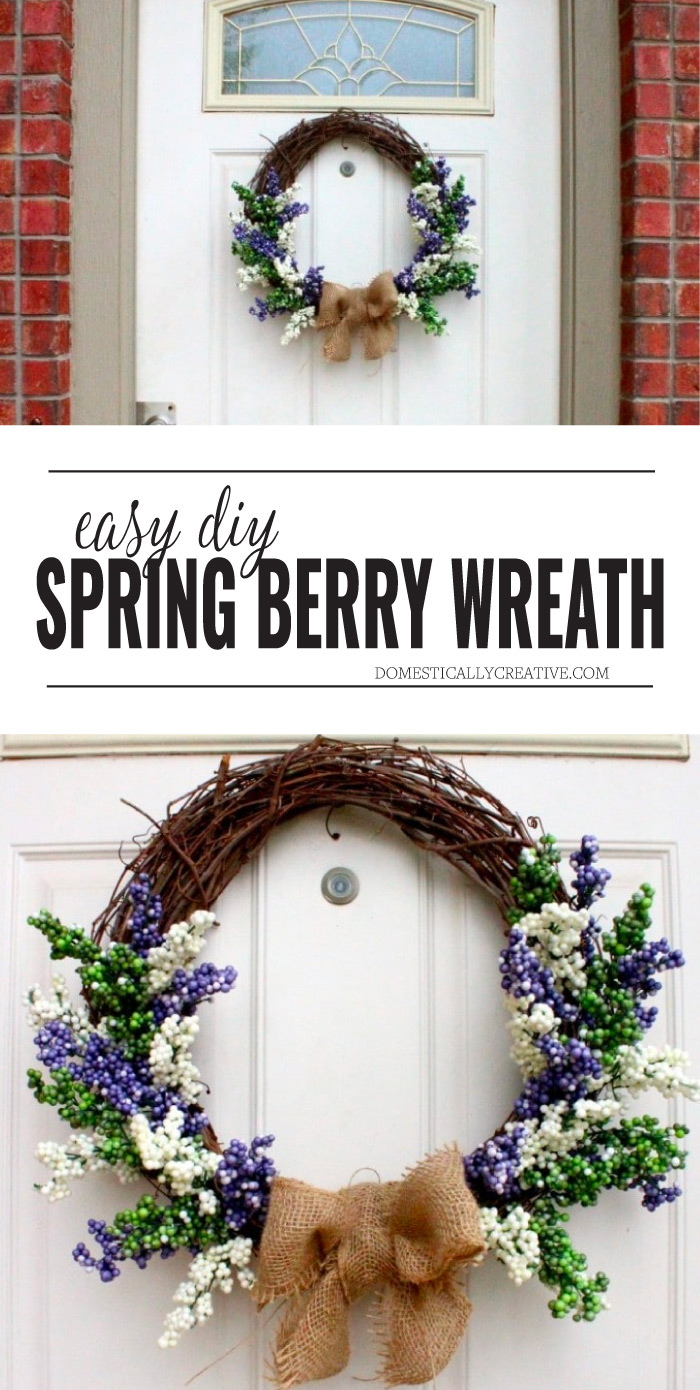 Easy DIY Spring Berry Wreath you can make in minutes to brighten up your front door!