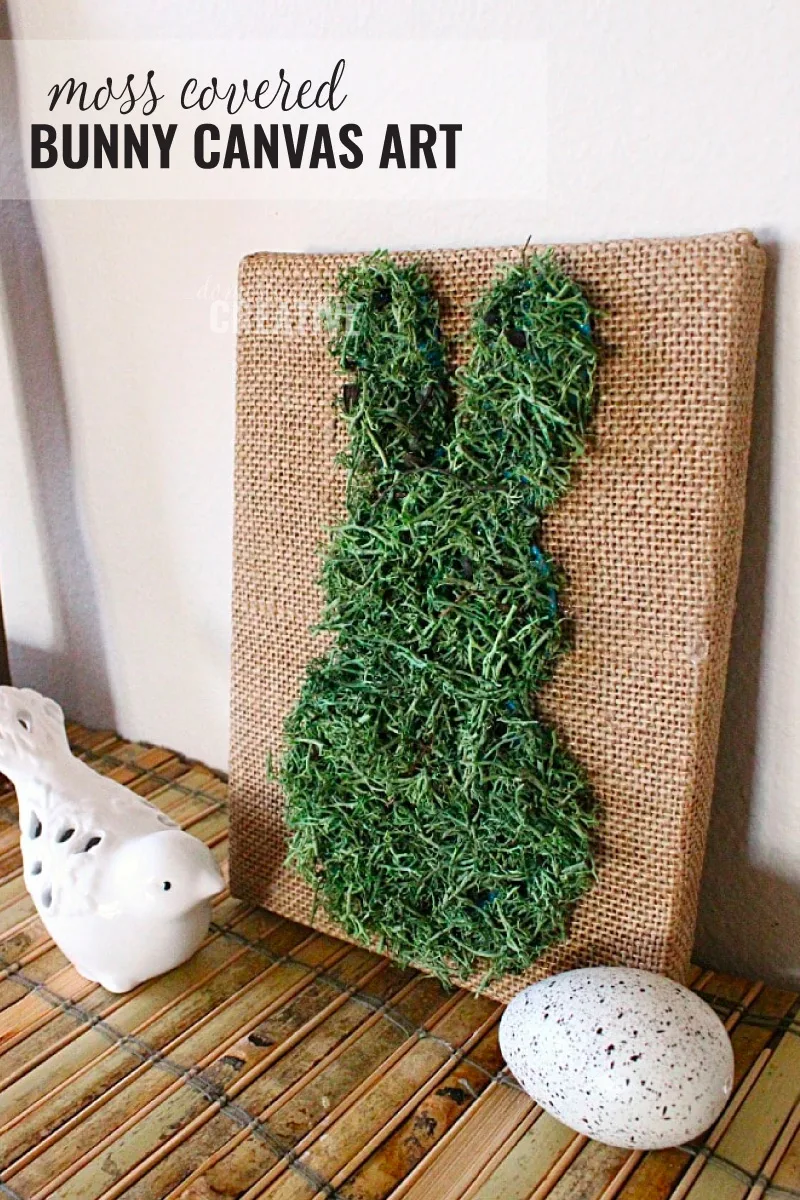 Moss Covered Bunny Canvas Art | 35 Wonderful Ostara Crafts, DIY Projects, and Décor Ideas for The Spring Equinox