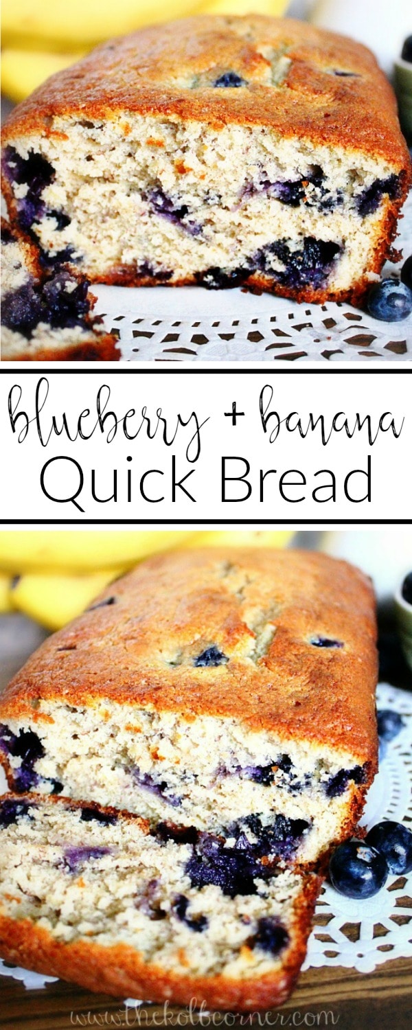 Blueberry and Banana bread, made with whole wheat flour and Greek yogurt.