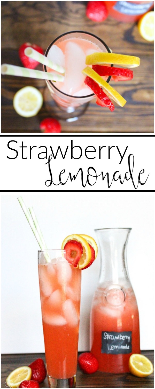 Refreshing, ice cold strawberry lemonade made from scratch. You only need 4 ingredients to make this sweet drink for Summer time.