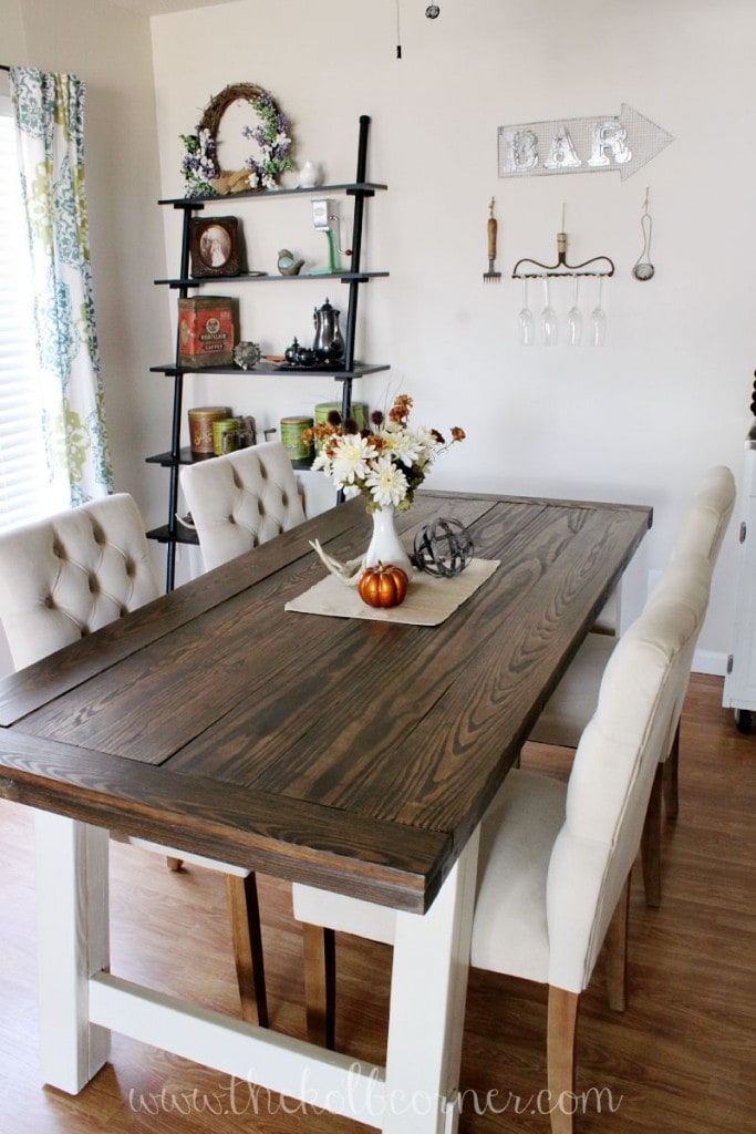 Diy Farmhouse Style Dining Table, Dining Room Table Two Tone