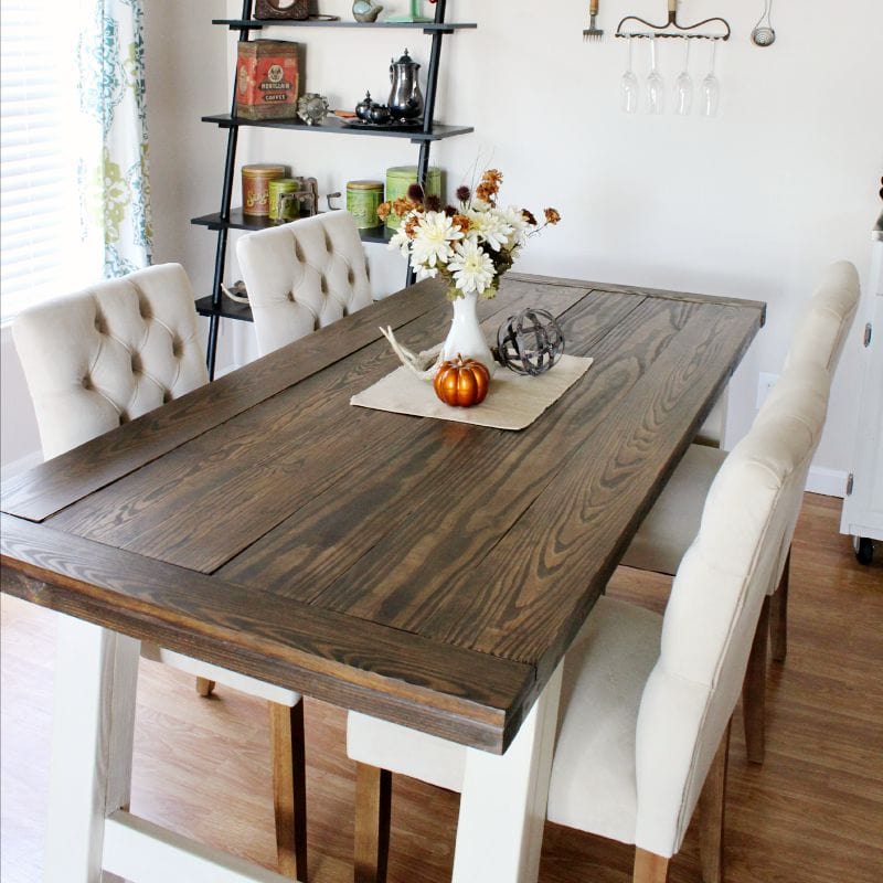 DIY Farmhouse Style Dining Table Domestically Creative