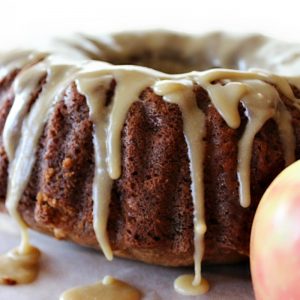 Delicious, easy apple bundt cake topped with a perfect caramel glaze.