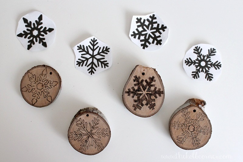 Burned Snowflake Wood Slice Ornaments