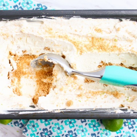 Easy no churn ice cream recipe that is packed full of key lime pie flavor. A perfect treat for those hot summer days.