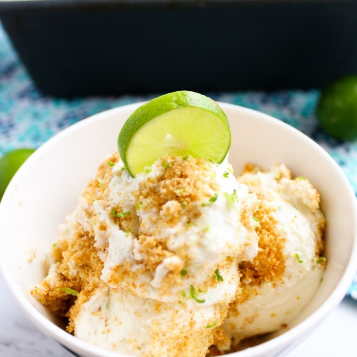 Easy no churn ice cream recipe that is packed full of key lime pie flavor. A perfect treat for those hot summer days.