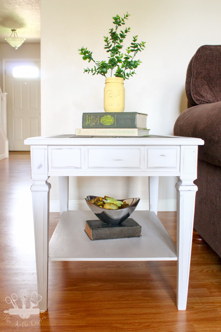 Wood Planked End Table–Thrift Store Upcycle