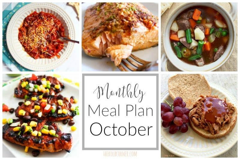 Monthly Meal Plan for October