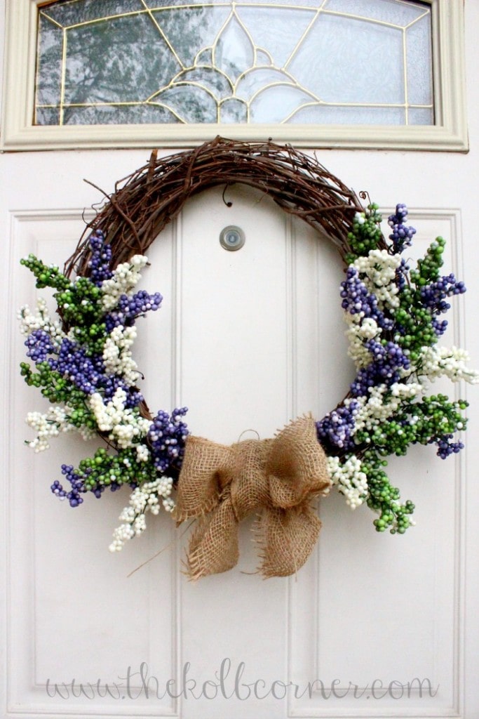 Easy DIY Spring Berry Wreath you can make in minutes to brighten up your front door!