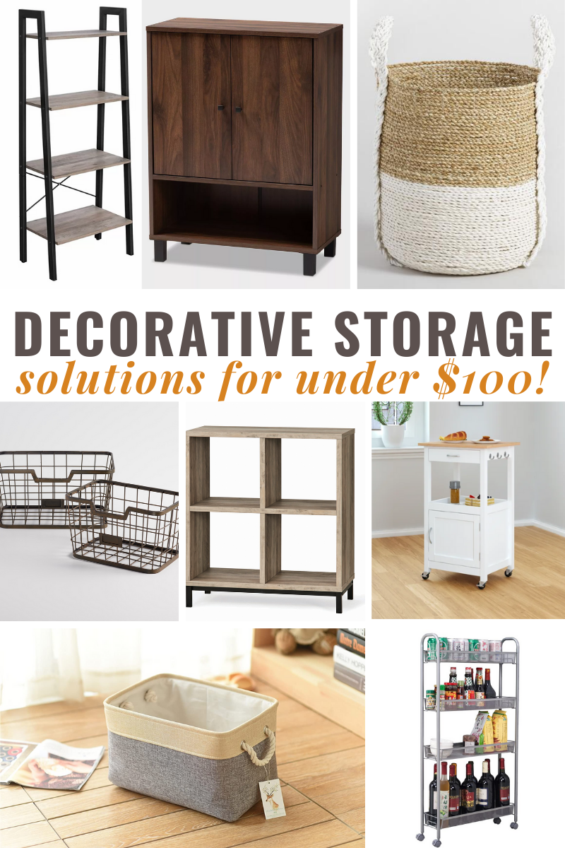 Collage of decorative storage ideas