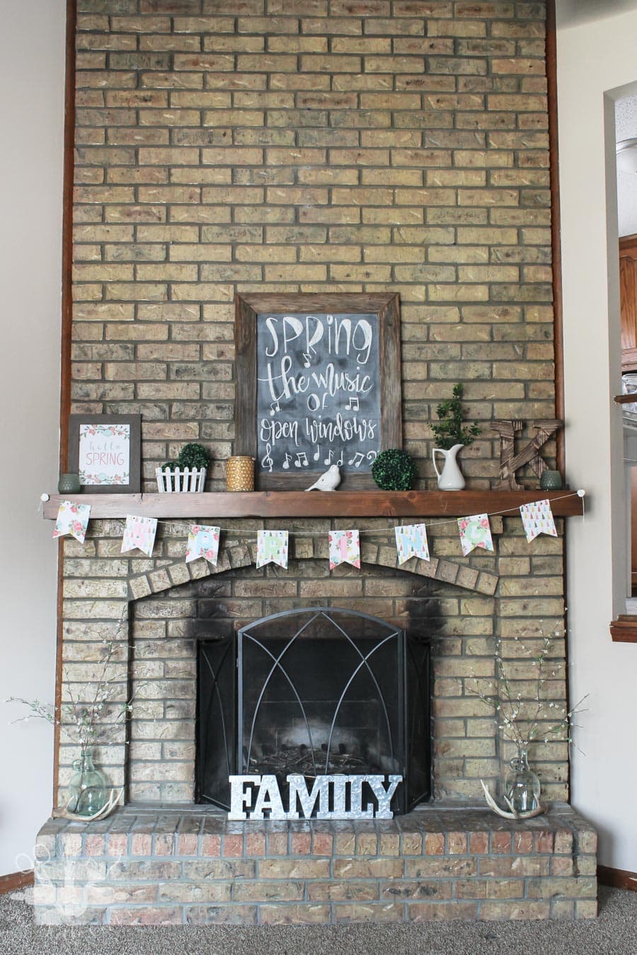 Simple Spring Mantel Decor