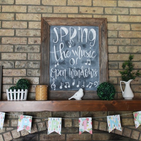 Simple Spring Mantel Decor