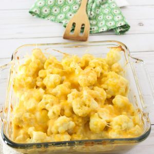 Cheesy Cauliflower Casserole--a low carb twist on the classic mac n cheese