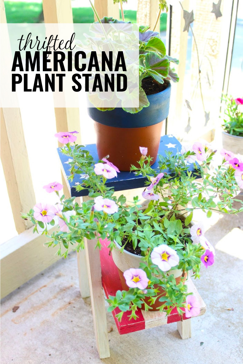 Thrift Store Upcycle Painted Americana Plant Stand