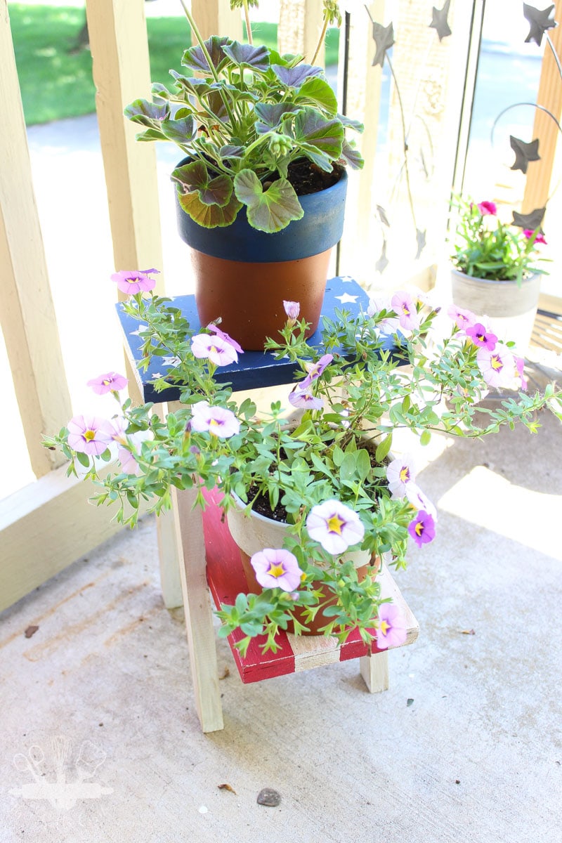 Painted Americana Plant Stand
