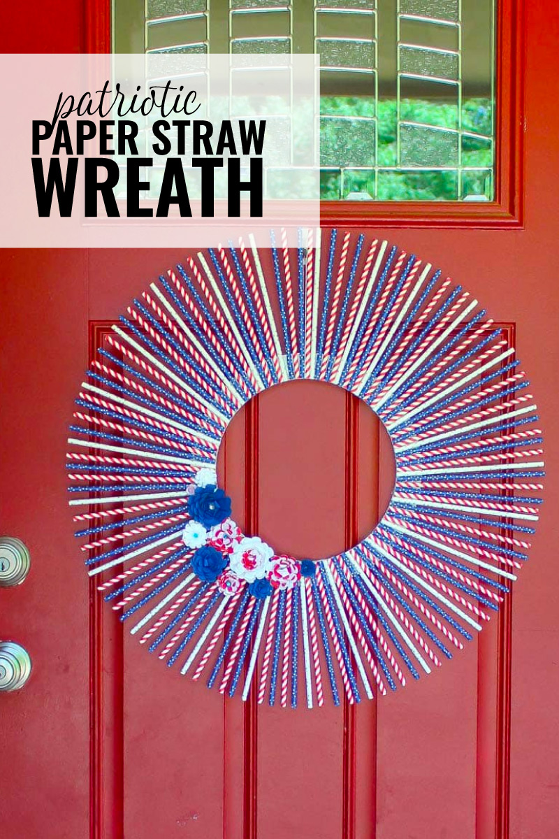 Patriotic Straw Wreath with Paper Flowers - Domestically Creative