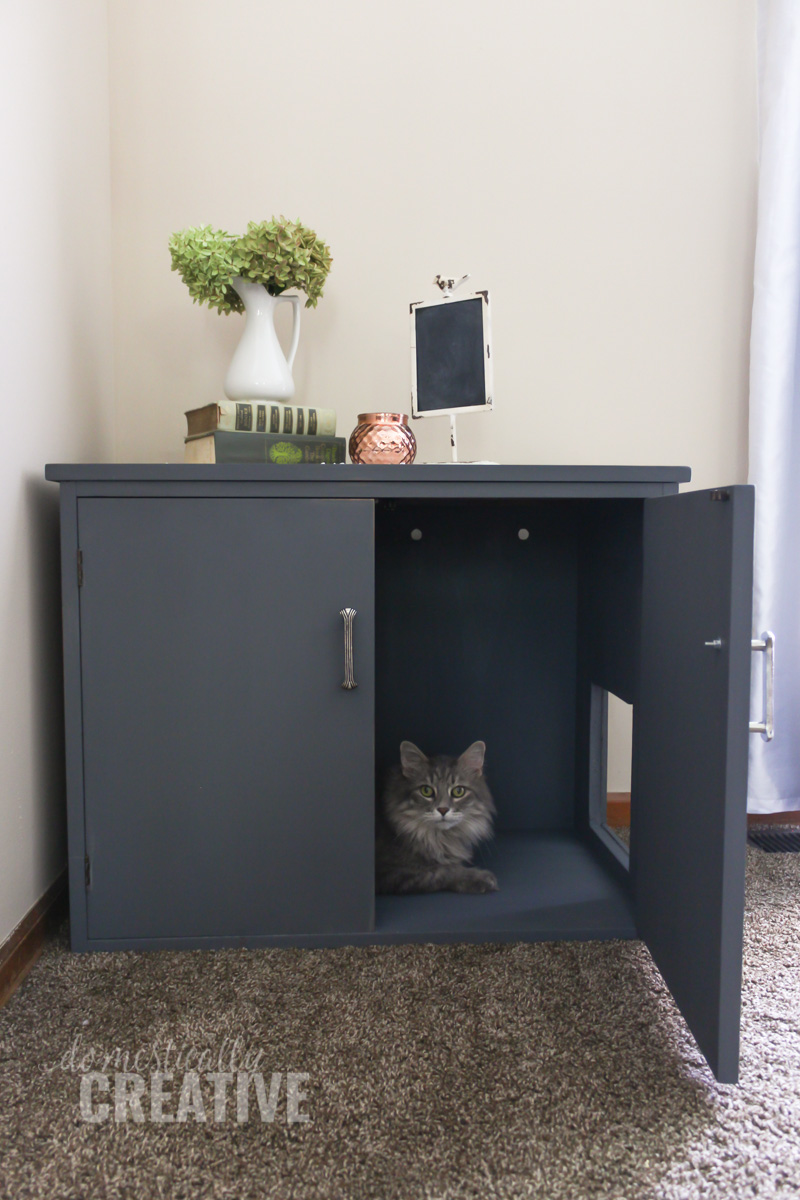 DIY Litter Box Cabinet - Domestically Creative