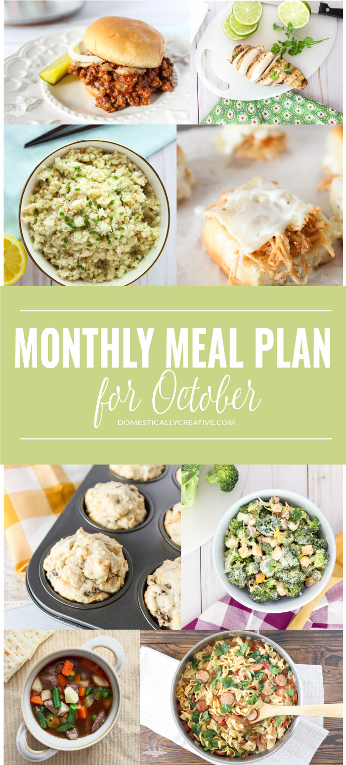 October Monthly Meal Plan