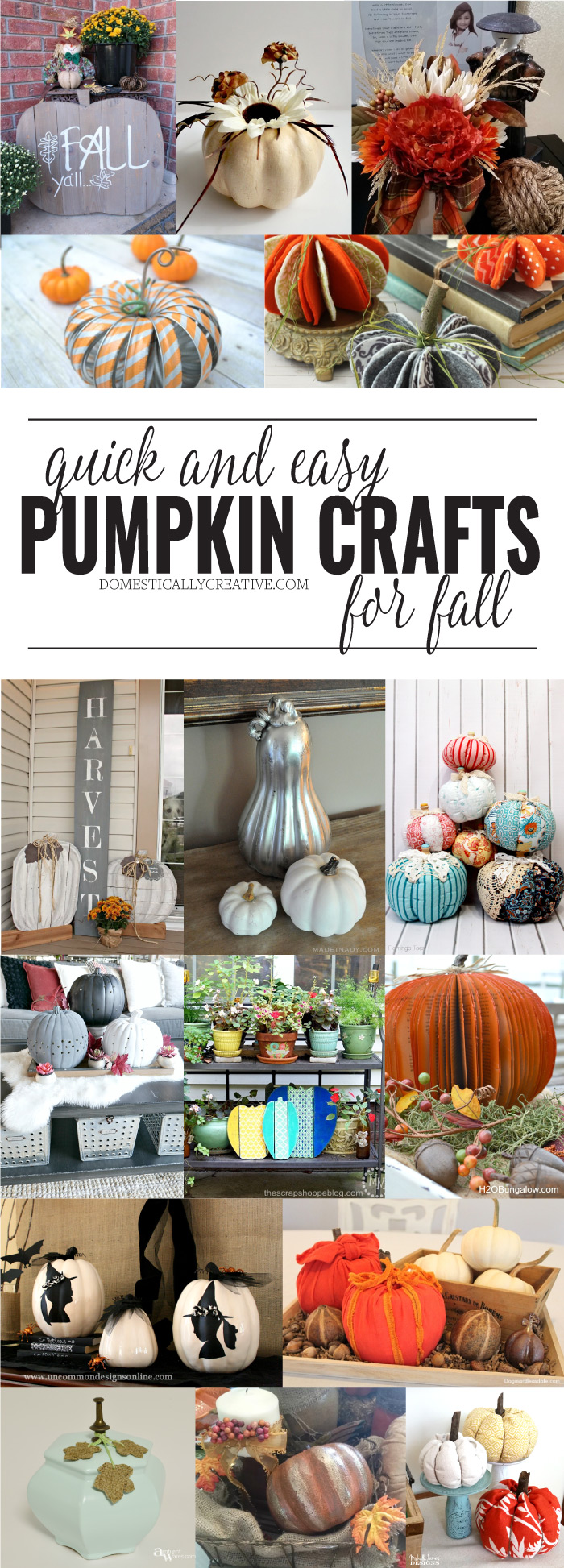 Tons of ideas for quick and easy pumpkin crafts for Fall