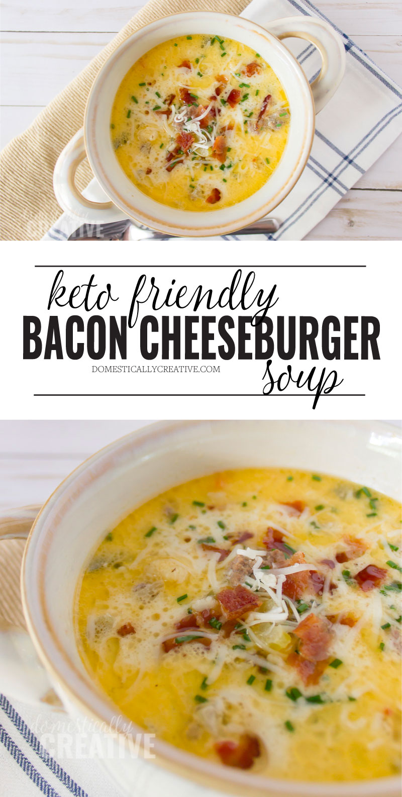 bacon cheeseburger soup collage pin