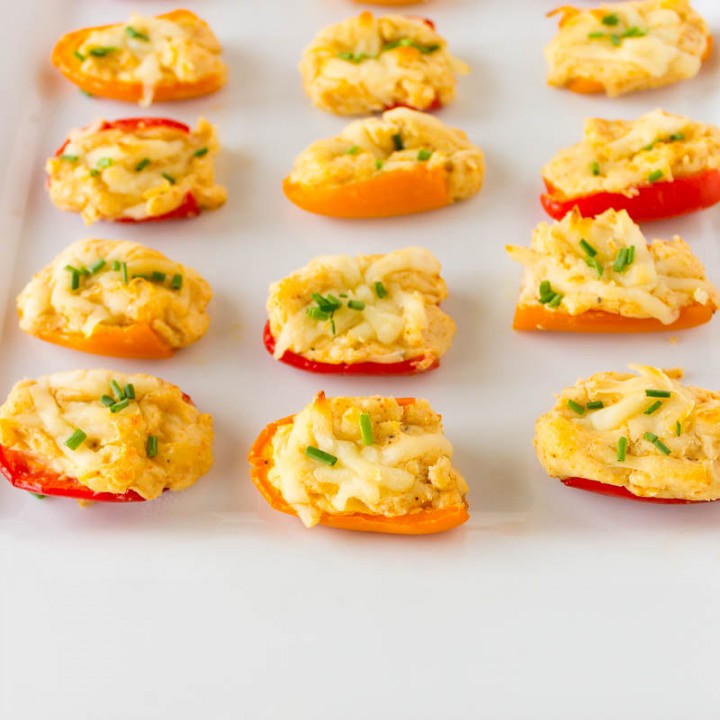 Easy game day recipe for cream cheese stuffed sweet peppers #gamedayrecipe #fingerfoods #creamcheesestuffedpeppers