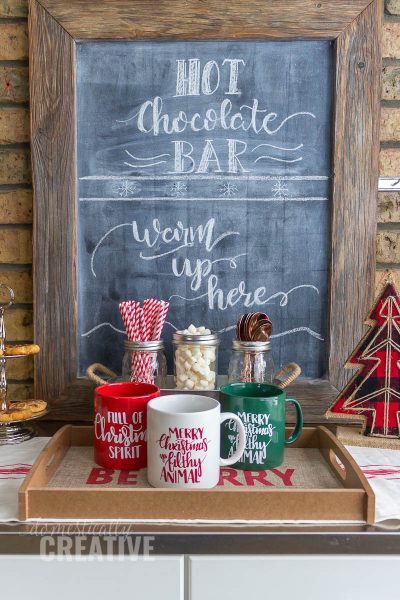 Simple and festive hot chocolate bar #hotcocoabar #hotchocolatebar #coffeebar