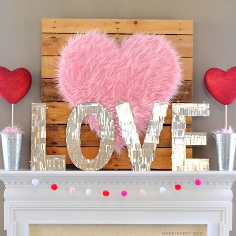 Image for DIY Giant Pink Fur Heart Valentine Decoration
