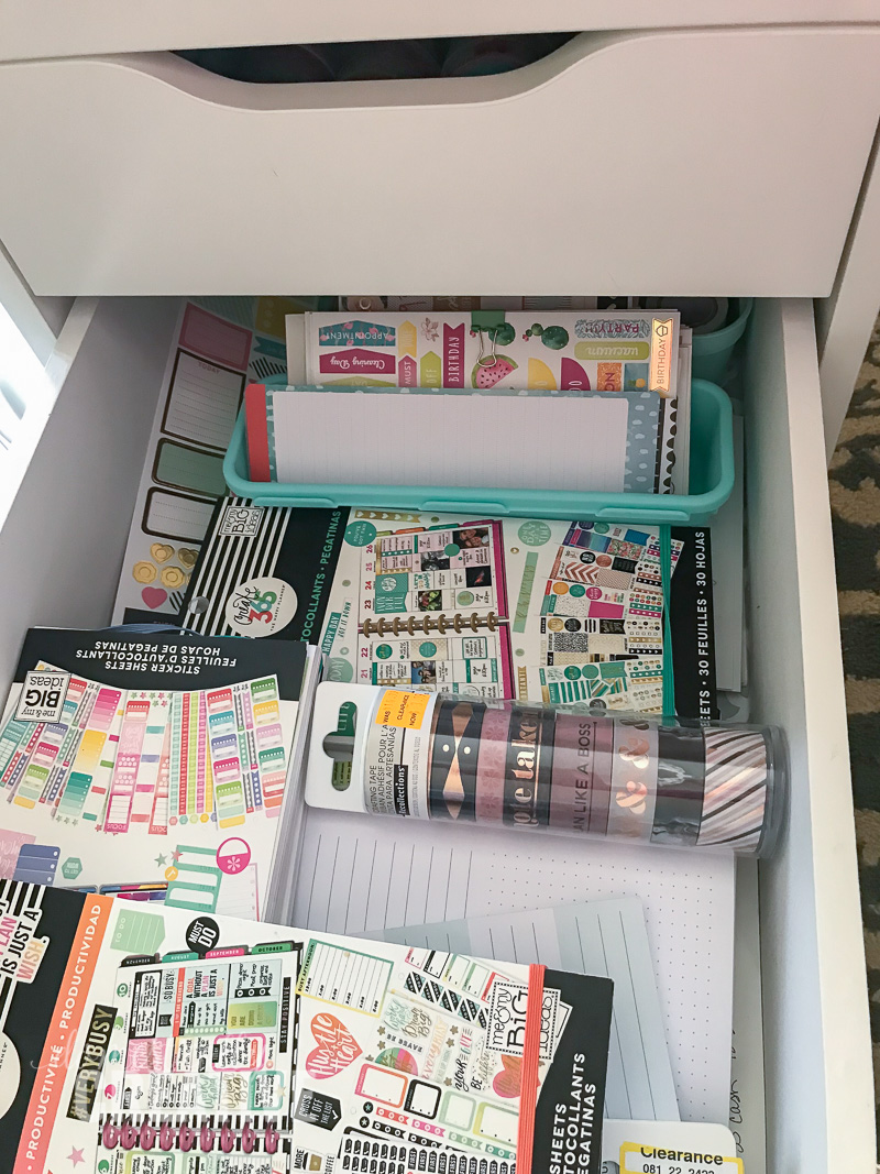 planner supply storage and organization