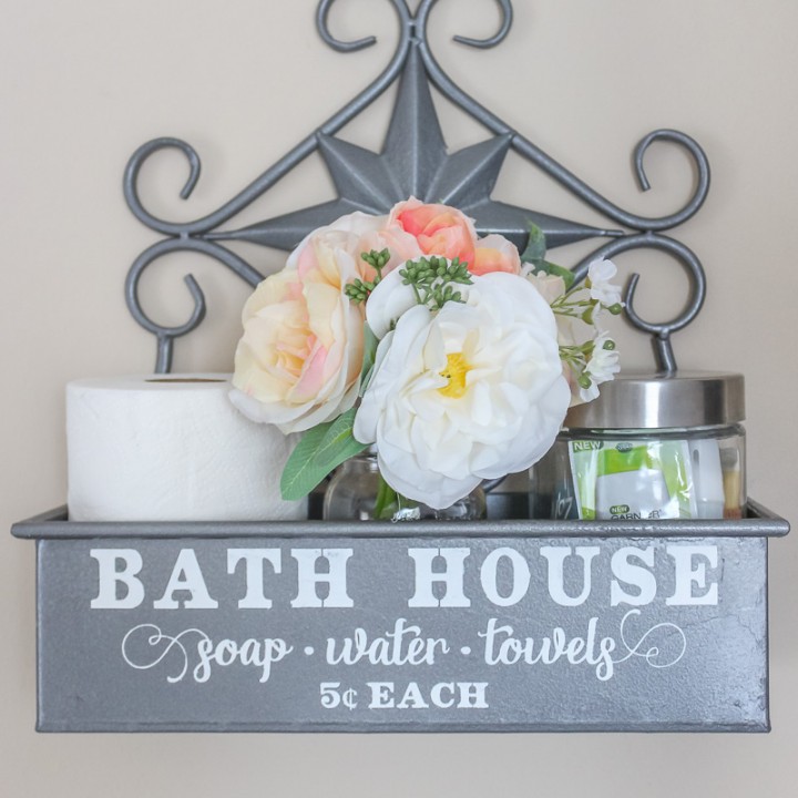 Upcycled Farmhouse Style Bathroom Wall Storage