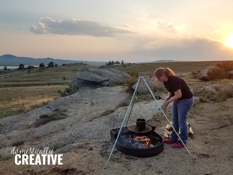 Making low carb nachos over the campfire