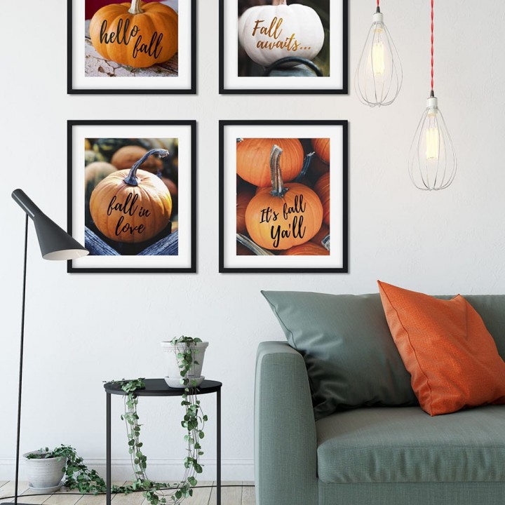 Image for Trendy Fall Pumpkin Wall Art Printables