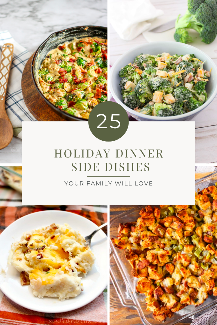 Collage of holiday dinner side dish recipes